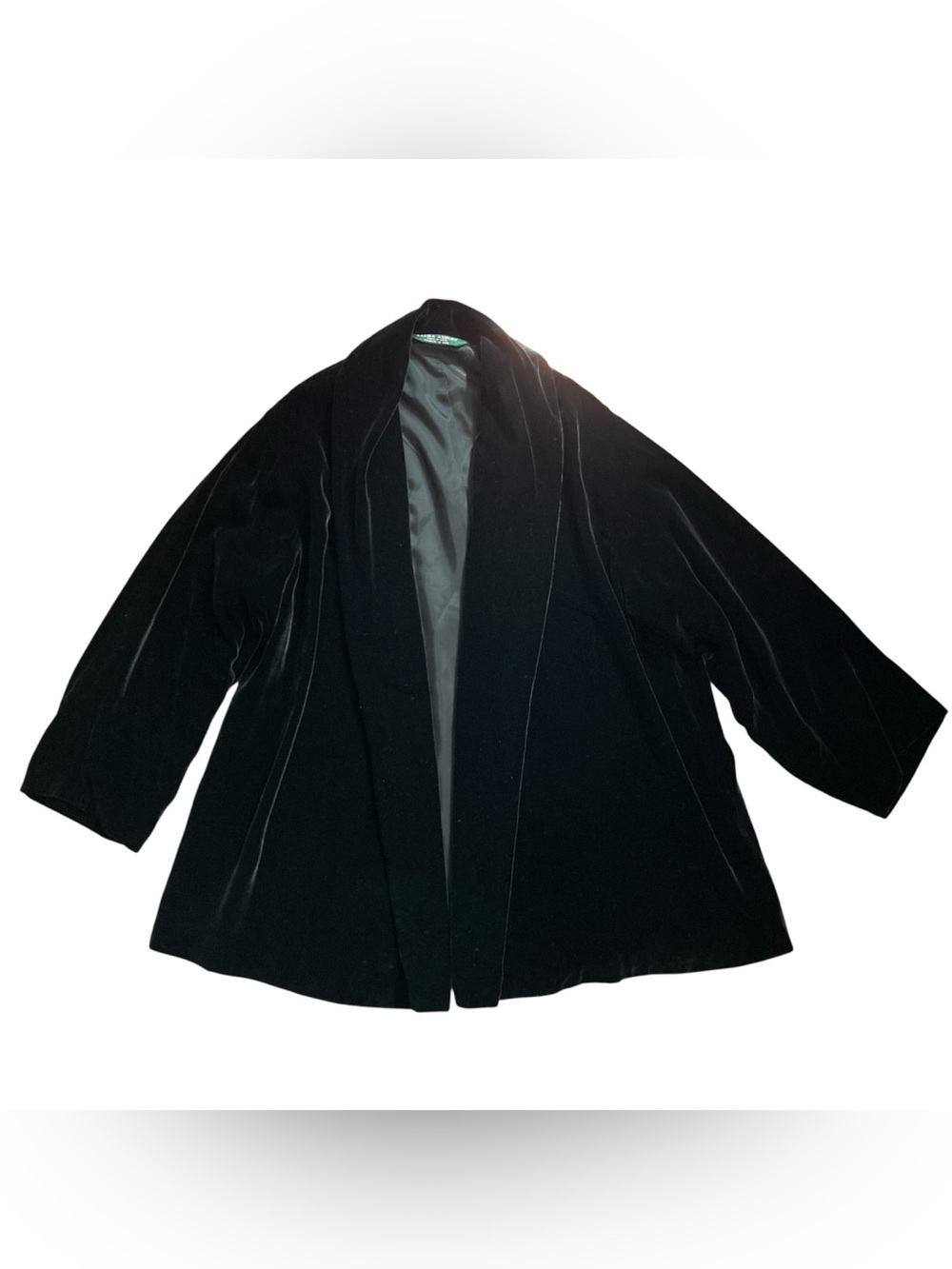 Vintage Laura Ashley Black Velvet Open-Front Jacket Women’s Medium